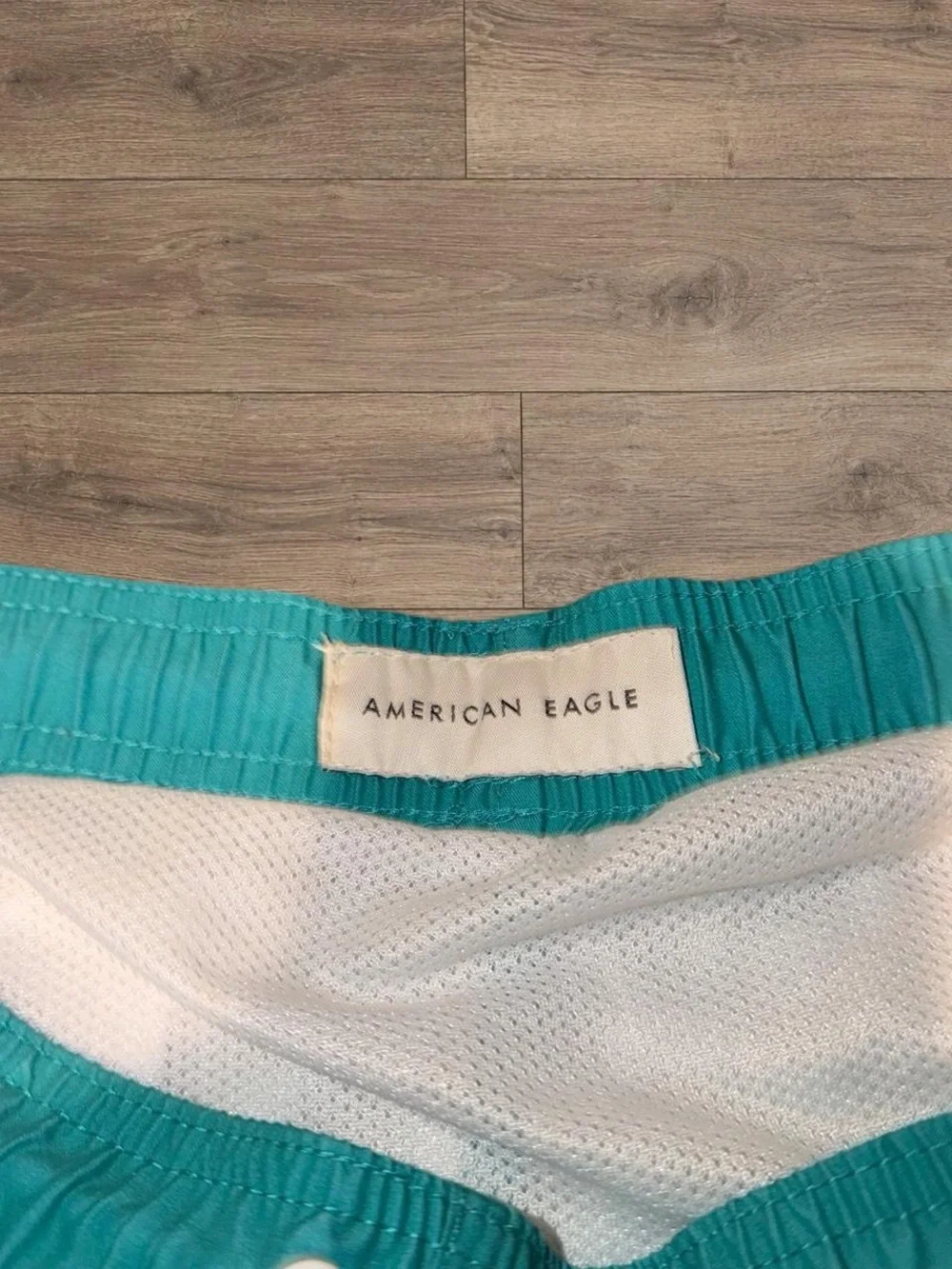 American Eagle Men’s Aqua Swim Trunks Drawstring Board Shorts